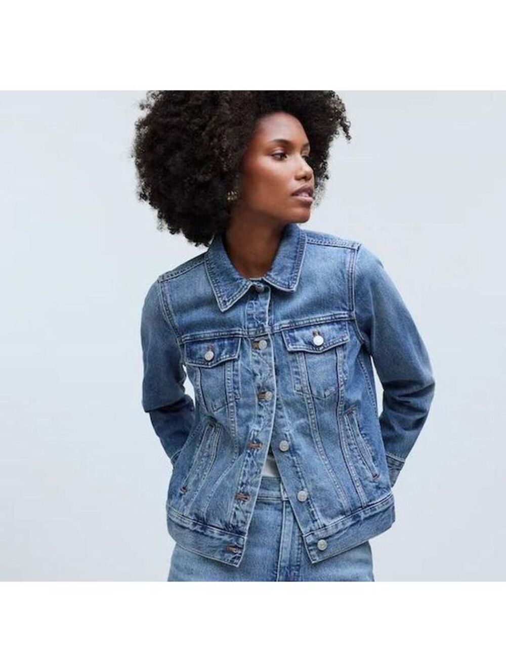 NWT Madewell The Jean Jacket in Medford Wash Sz L Denim Classic Western